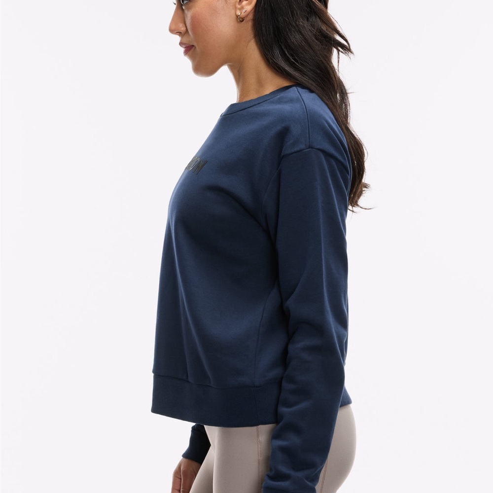 Peloton navy crop fleece Sweatshirt size medium NWT - Picture 6 of 8